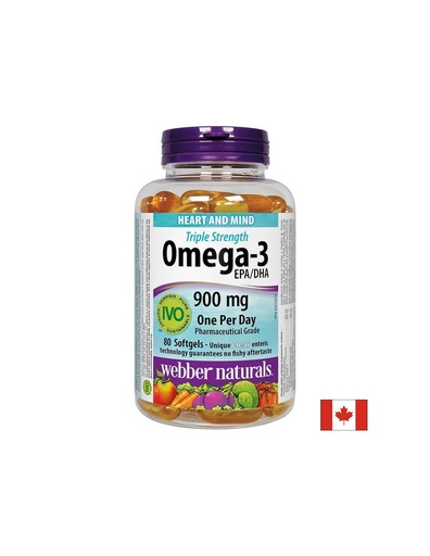 [3395 WN] Omega-3 Triple Strenght / Омега-3 900 mg x 80 софтгел капсули Webber Naturals