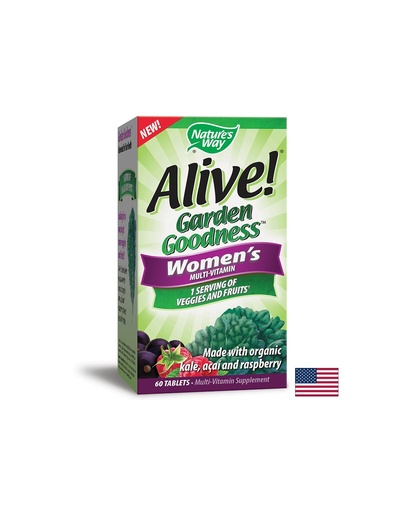 [12111] Alive! Garden Goodness™ Women`s Multi-Vitamin/ Алайв! Мултивитамини за жени х 60 таблетки Nature’s Way