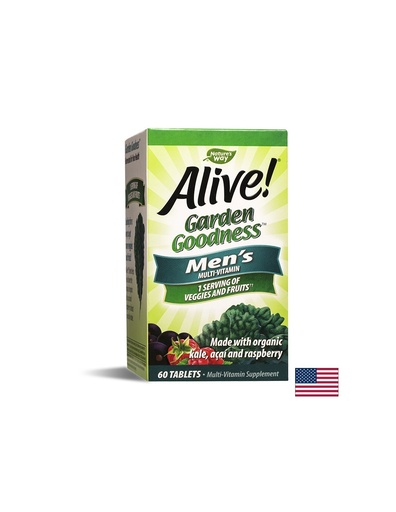 [12112] Alive! Garden Goodness™ Men`s Multi-Vitamin/ Алайв! Мултивитамини за мъже х 60 таблетки Nature’s Way