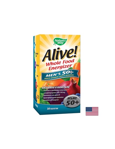 [11477] Alive Men’s 50+ / Aлайв! Mултивитамини за мъже 50+, 30 таблетки Nature’s Way