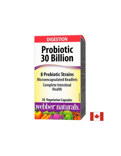 [3216 WN] Probiotic 30 billion / 8 Probiotic Strains / Пробиотик, 30 млрд. активни пробиотици, 8 пробиотични щама, 30 капсули Webber Naturals