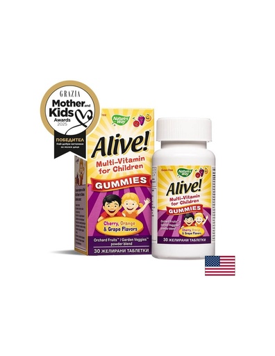 [15790] Alive! Multi-Vitamin for Children Gummies / Алайв! Мултивитамини за деца, 30 желирани таблетки Nature’s Way