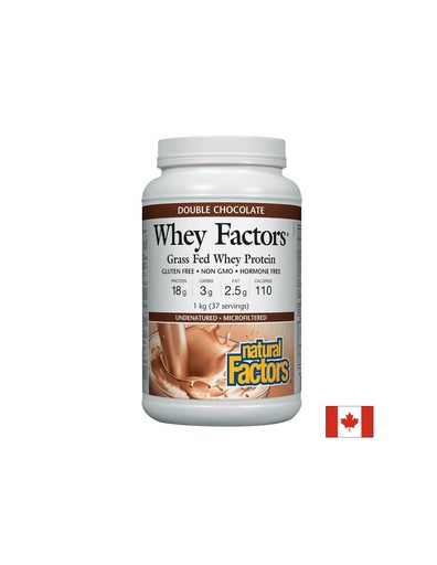 [2927 NF] Whey Factors® Grass Fed Whey Protein - Суроватъчен протеин изолат с вкус на шоколад, 1 kg прах Natural Factors