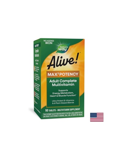 [15092] Alive!® Max6 Max Potency Multivitamin (No Iron) Алайв! / Мултивитамини максимум сила (без добавено желязо), 90 капсули Nature’s Way