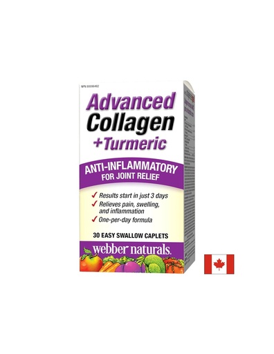 [3660 WN] Advanced Collagen + Turmeric / Колаген и куркума за здравето на ставите, 30 мини каплети Webber Naturals