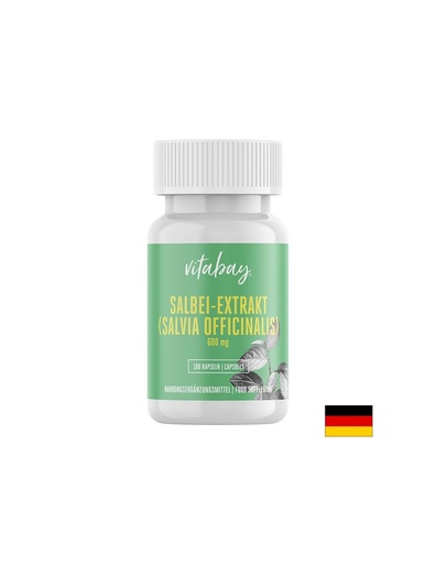 [VB1259] Salbei Extrakt, Sage Leaf - Екстракт от градински чай 600 mg, 100 капсули  Vitabay