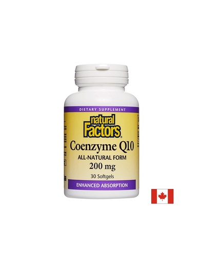 [20721 NF A] Coenzyme Q10 All-Natural Form - Коензим Q10 (Антиоксидант и кардиопротектор), 200 mg, 30 софтгел капсули Natural Factors