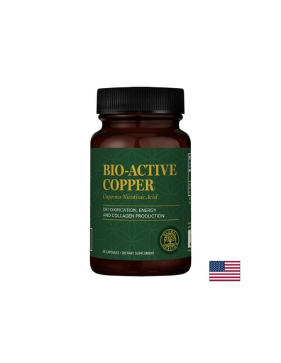[03168 (CU1-30)] Енергия, тонус и антиейджинг грижа за косата и кожата - Мед (медно-никотинова киселина) - Bio-Acitve-Copper, 30 капсули Global Healing