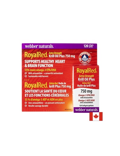 [5248 WN] Тройна комбинация в подкрепа на сърцето и мозъка - Крил масло + Омeга-3 и астаксантин RoyalRed, 120 софтгел капсули