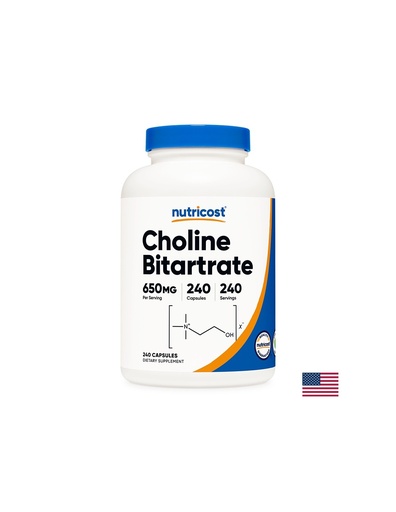 [67315 (381101) NC] Мозъчна функция - Холин битартрат (Витамин В4), 240 капсули Nutricost