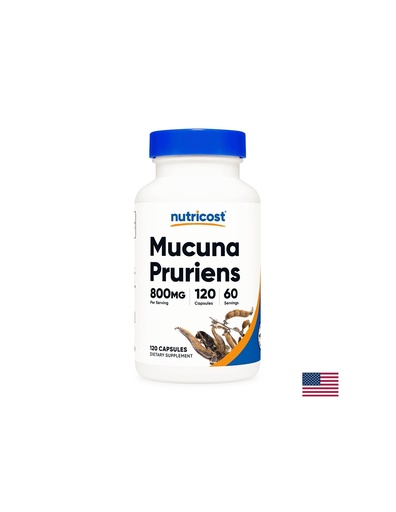 [00874 (205101) NC] Стрес и безпокойство - Мукуна/ Кадифен боб (Mucuna Pruriens), 400 mg x 120 капсули Nutricost