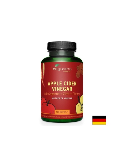 [VV-VITA-363] Контрол на кръвната захар и теглото - Ябълков оцет + лют червен пипер, канела и хром, 120 капсули