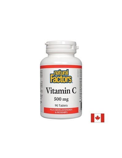 [1300 NF] Vitamin C/ Витамин C 500 mg + Шипка и Биофлавони х 90 таблетки Natural Factors
